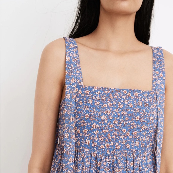 Madewell Petite Tie-Strap Tiered Midi Dress in Summer Vines - Picture 3 of 11